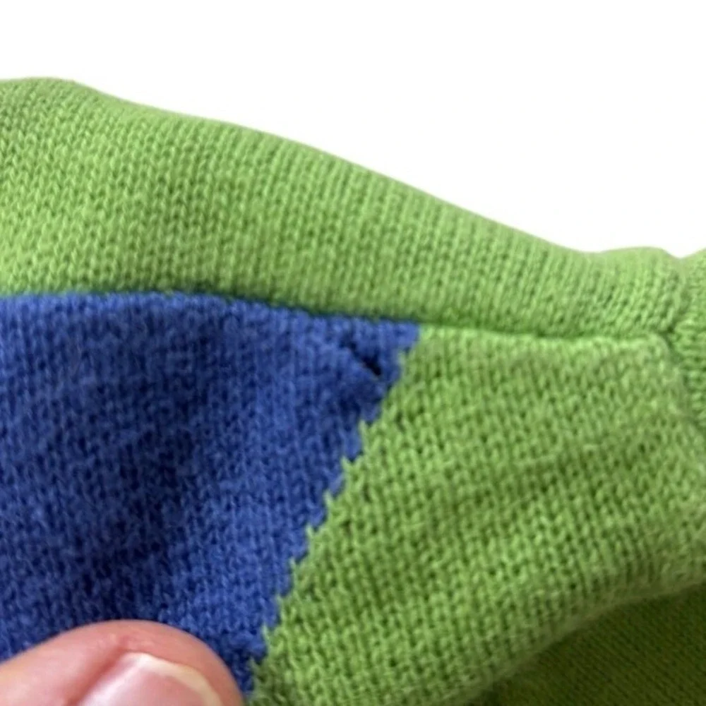IZOD Mens Argyle Crew Neck Sweater Green Blue White Medium Long Spring  Preppy‎